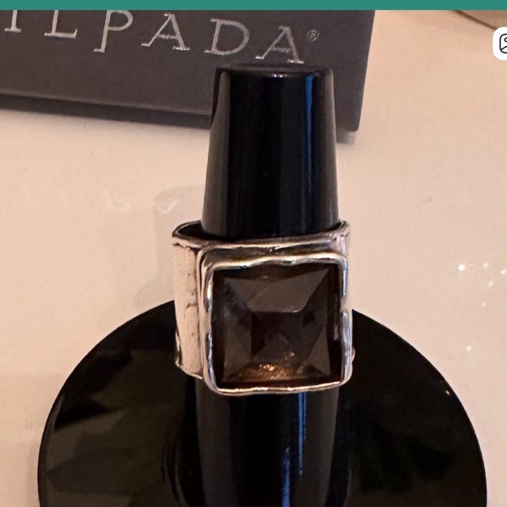 Silpada Silver Ring with Smoky Brown Gem